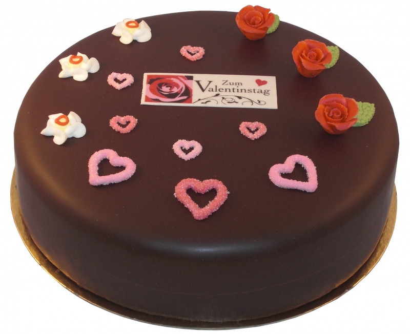 Valentinstag Kuchen
 Valentinstag Kuchen Gruß mit Schokoladenguss