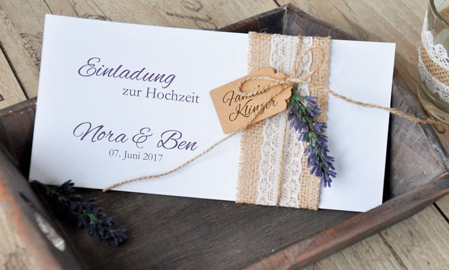 Vintage Einladungskarten Hochzeit
 Einladungskarten Hochzeit Vintage "Elegantes Sackleinen"