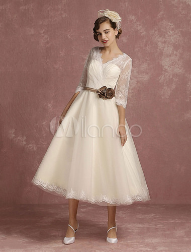 Vintage Hochzeit Kleidung Gäste
 Vintage Hochzeit Kleid kurze Spitze Tüll Brautkleid