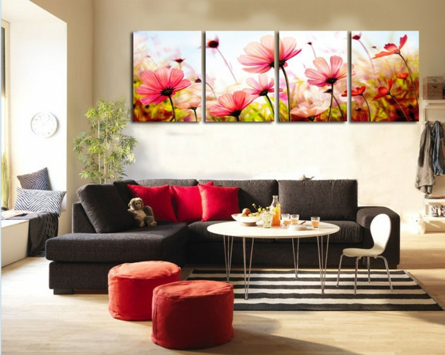 Wanddeko Wohnzimmer
 Wanddekoration Ideen – moderne Kunst als Akzent