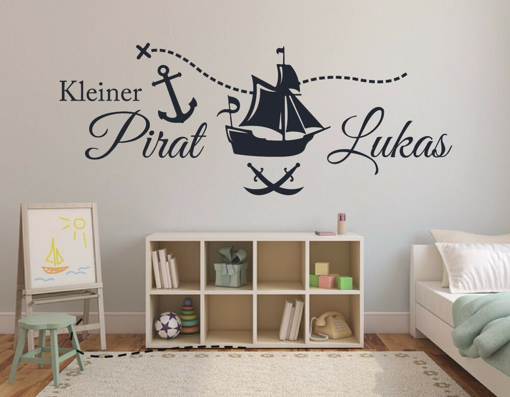 Wandtattoo Kinderzimmer Junge
 Wandtattoo Name Kinderzimmer Baby jungen Piratenschiff