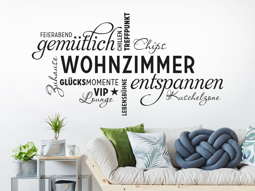 Wandtattoos Wohnzimmer
 Wandtattoo Wohnzimmer Wortwolke von KLEBEHELD DE