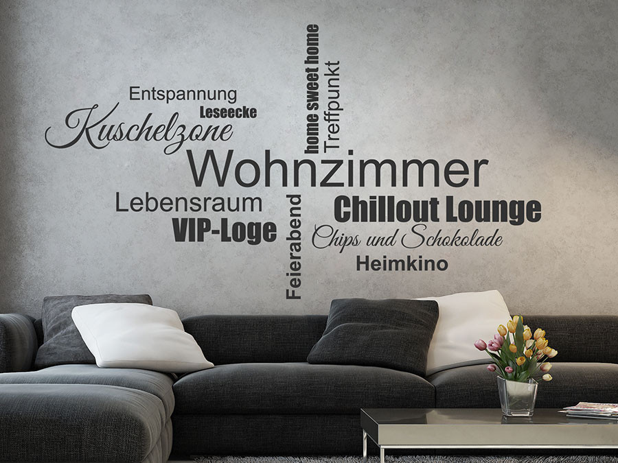 Wandtattoos Wohnzimmer
 Wandtattoo Wohnzimmer Worte als Wortwolke