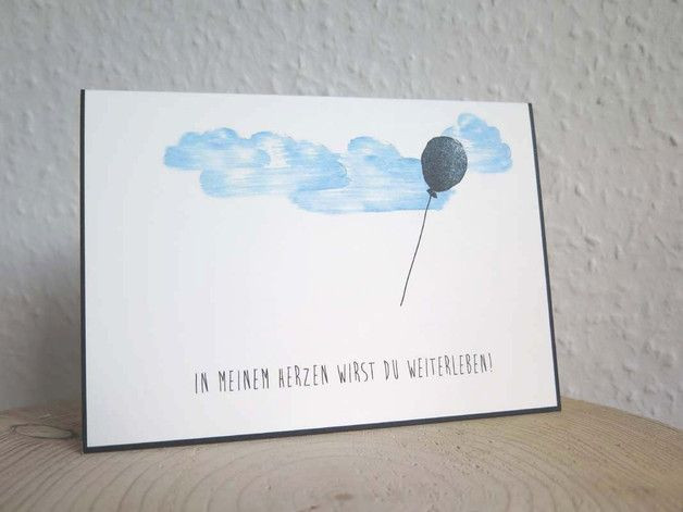 Was Schreibt Man Auf Den Umschlag Einer Karte Zur Hochzeit
 Schlichte Trauerkarte Ballon In meinem Herzen wirst du