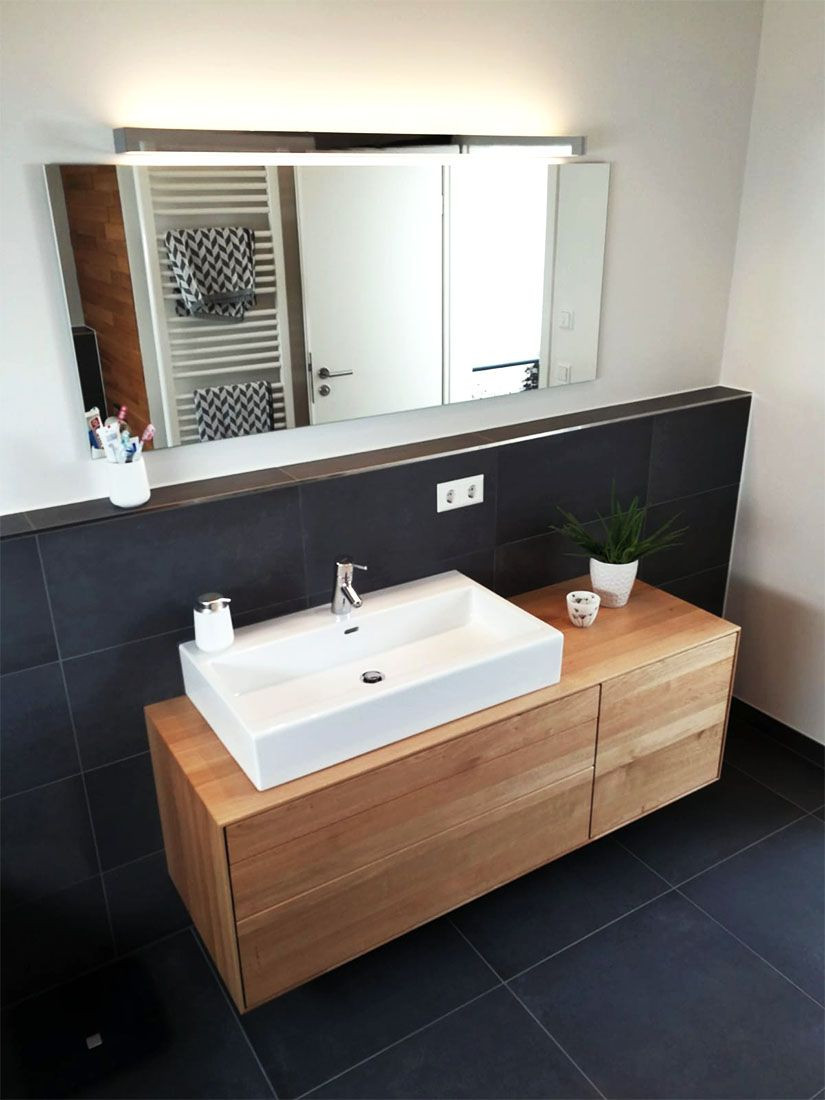Waschtischunterschrank Hängend
 Waschtischunterschrank aus Holz modern massiv Eiche