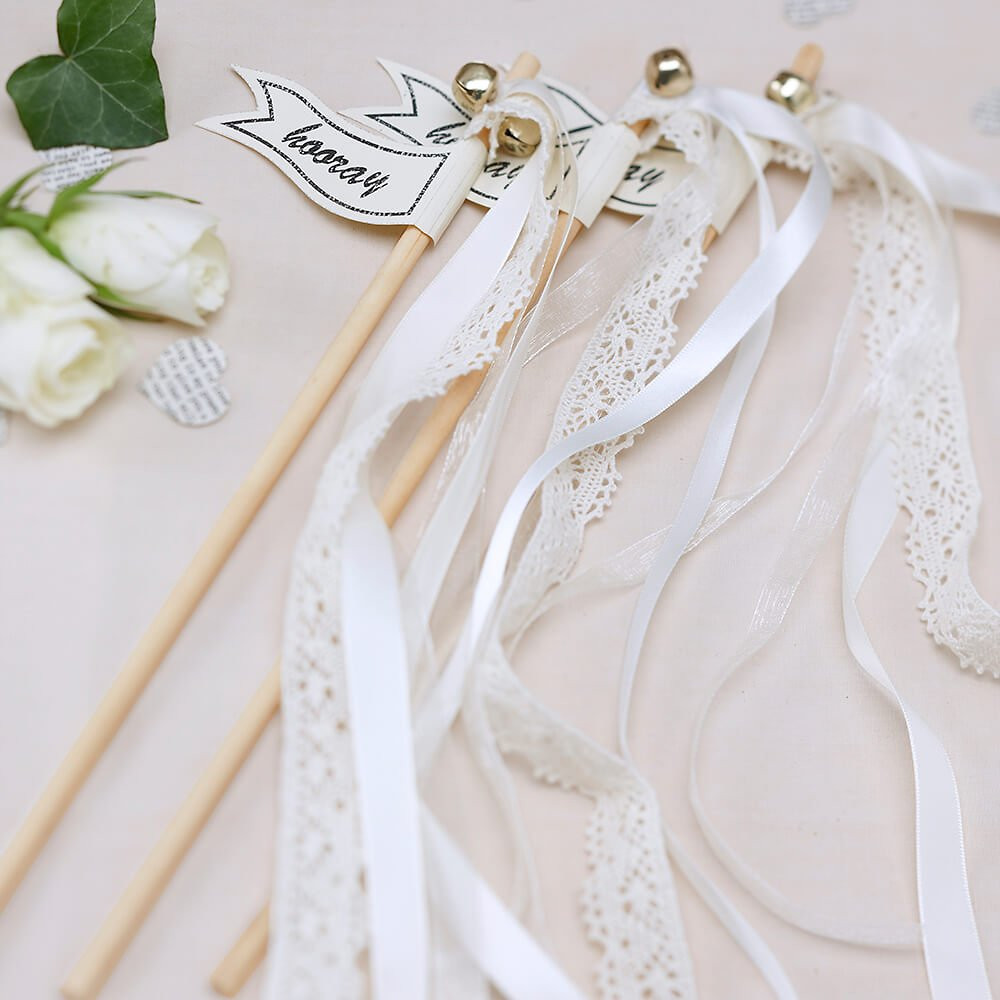 Wedding Hochzeit
 Glückstäbe "Hochzeit" Wedding Wands in Creme weddix