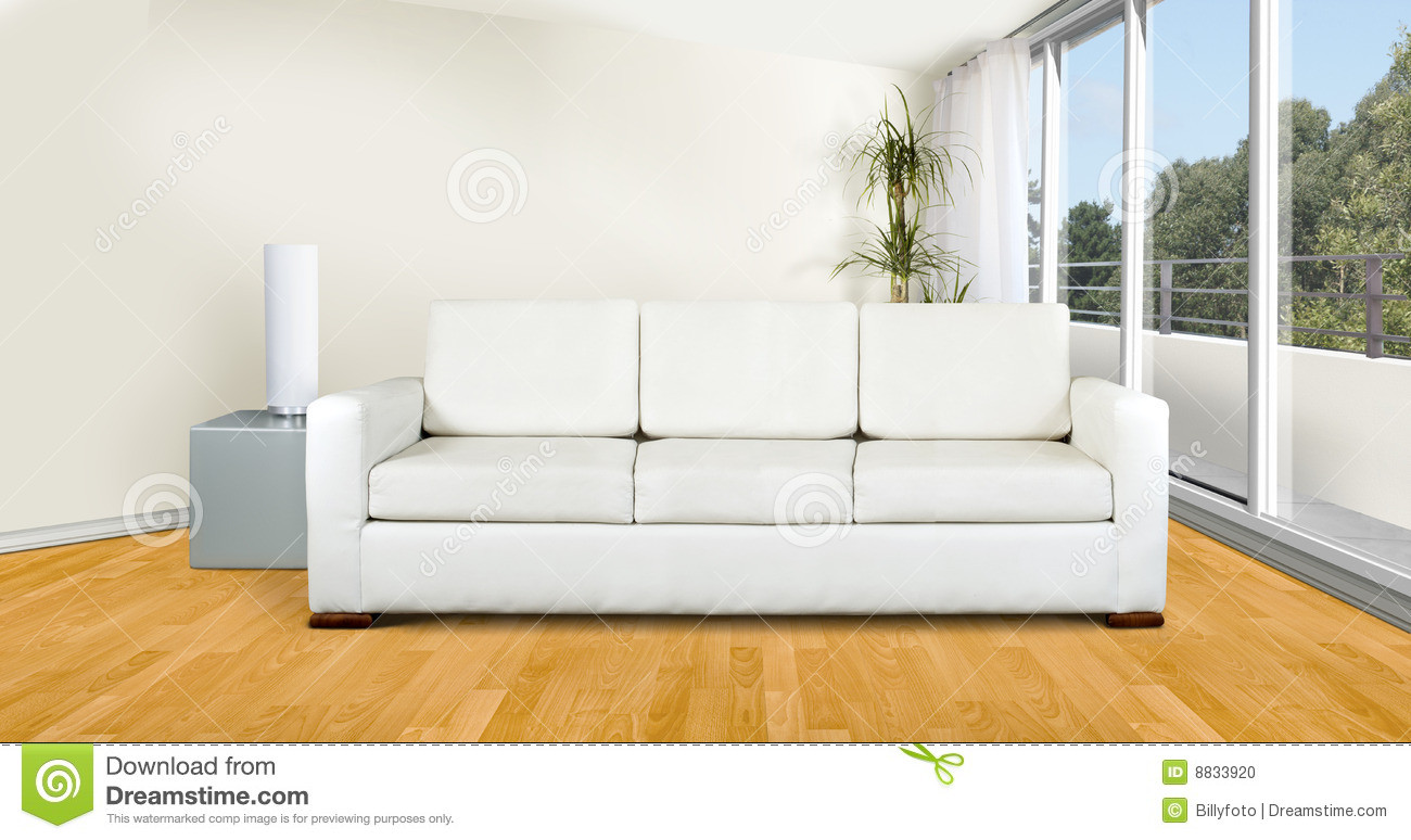 Weißes Sofa
 Weißes Sofa im Wohnzimmer stockfoto Bild von fußboden