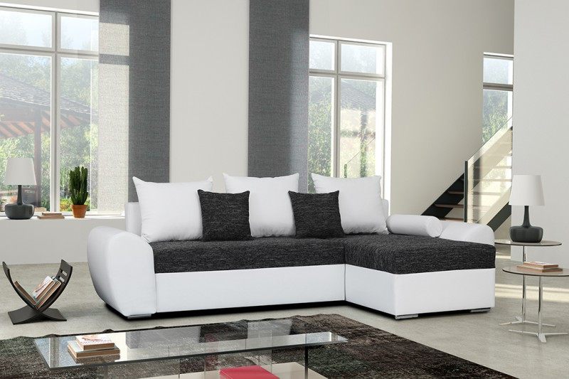 Weißes Sofa
 Schlafsofa Sofa Couch Ecksofa Eckcouch schwarz weiss