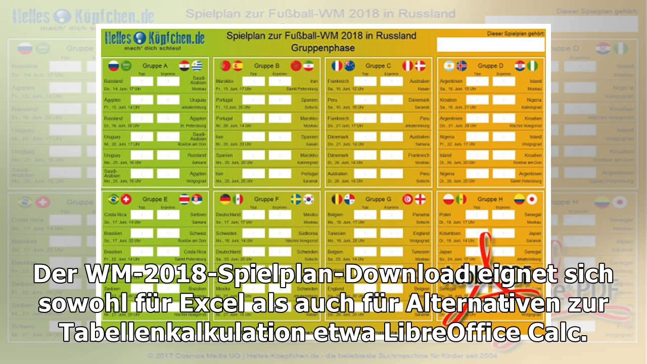 Wm 2018 Tabelle
 WM 2018 Spielplan & Tippspiel für Excel