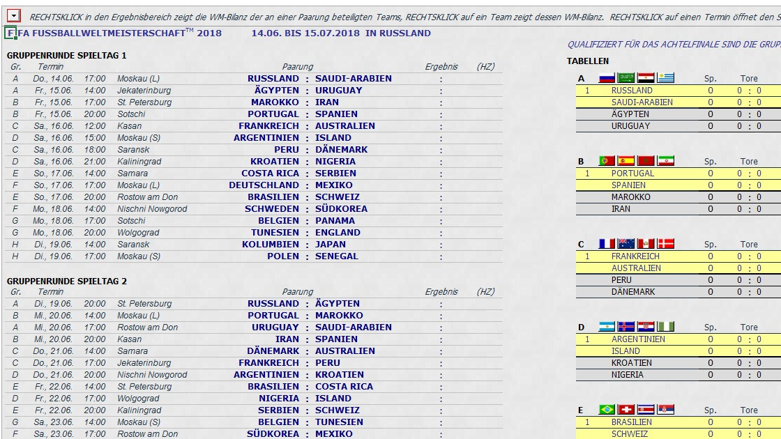 Wm 2018 Tabelle
 Excel Tippspiel zur Weltmeisterschaft 2018 Download CHIP