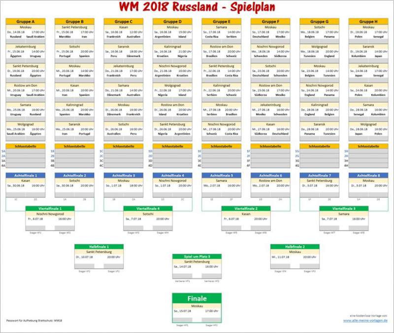 Wm Tabelle 2018
 WM 2018 Spielplan Excel Download