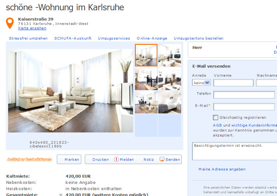 Wohnung Karlsruhe
 wohnungsbetrug lukas ter 03 hotmail