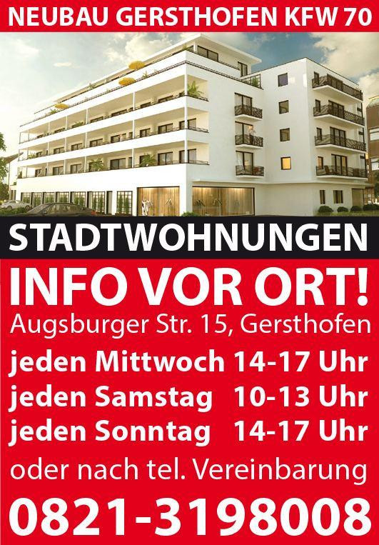 Wohnung Kaufen Gersthofen
 KFW 70 Neubau Erstbezug 2014 in Gersthofen