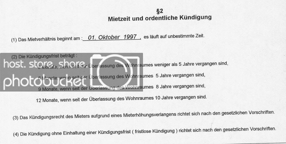 Wohnung Kündigungsfrist
 9 Jahre Miete Kündigungsfrist