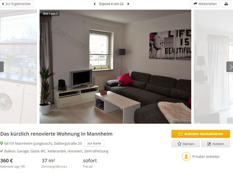 Wohnung Mannheim
 wohnungsbetrug Das kürzlich renovierte