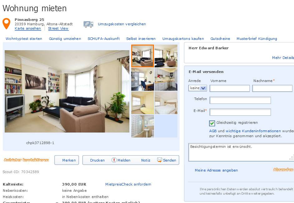 Wohnung Mieten In Neustadt Am Rübenberge
 wohnungsbetrug alias Herr Edward Barker