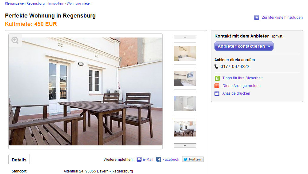 Wohnung Regensburg
 wohnungsbetrug Perfekte Wohnung in München