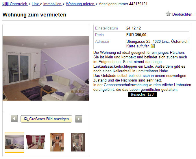 Wohnung Vermieten
 wohnungsbetrug Wohnung zum vermieten