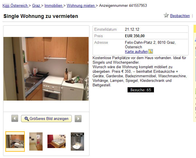 Wohnung Zu Vermieten
 wohnungsbetrug Single Wohnung zu vermieten