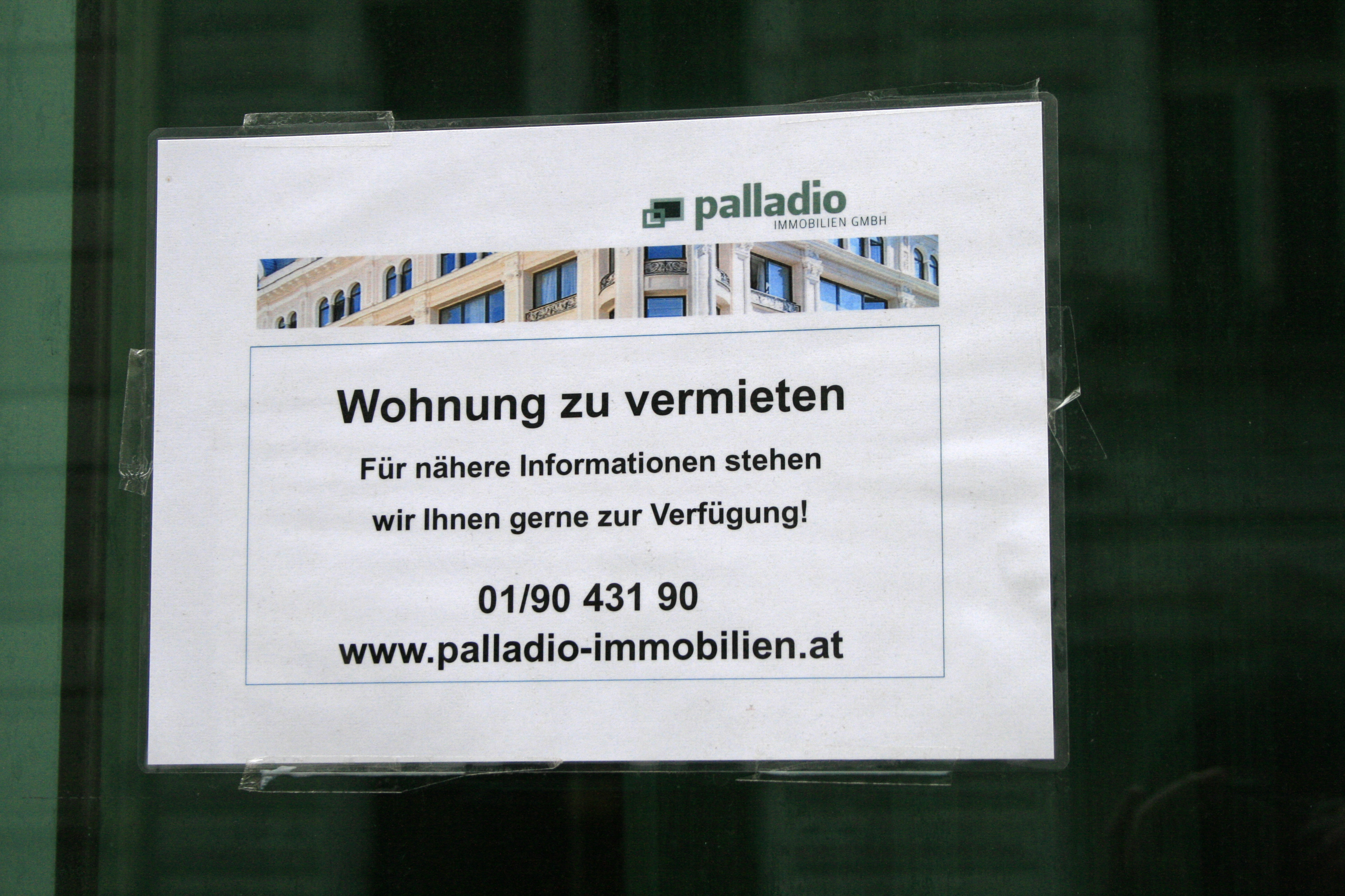 Wohnung Zu Vermieten
 Aushang Wohnung zu vermieten