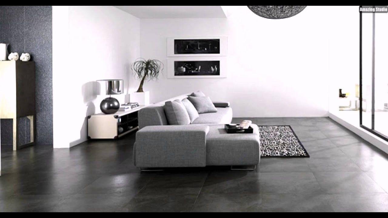 Wohnzimmer Ideen Grau
 Fliesen Steinoptik Porcelanosa Boden Grau Sofa Wohnzimmer