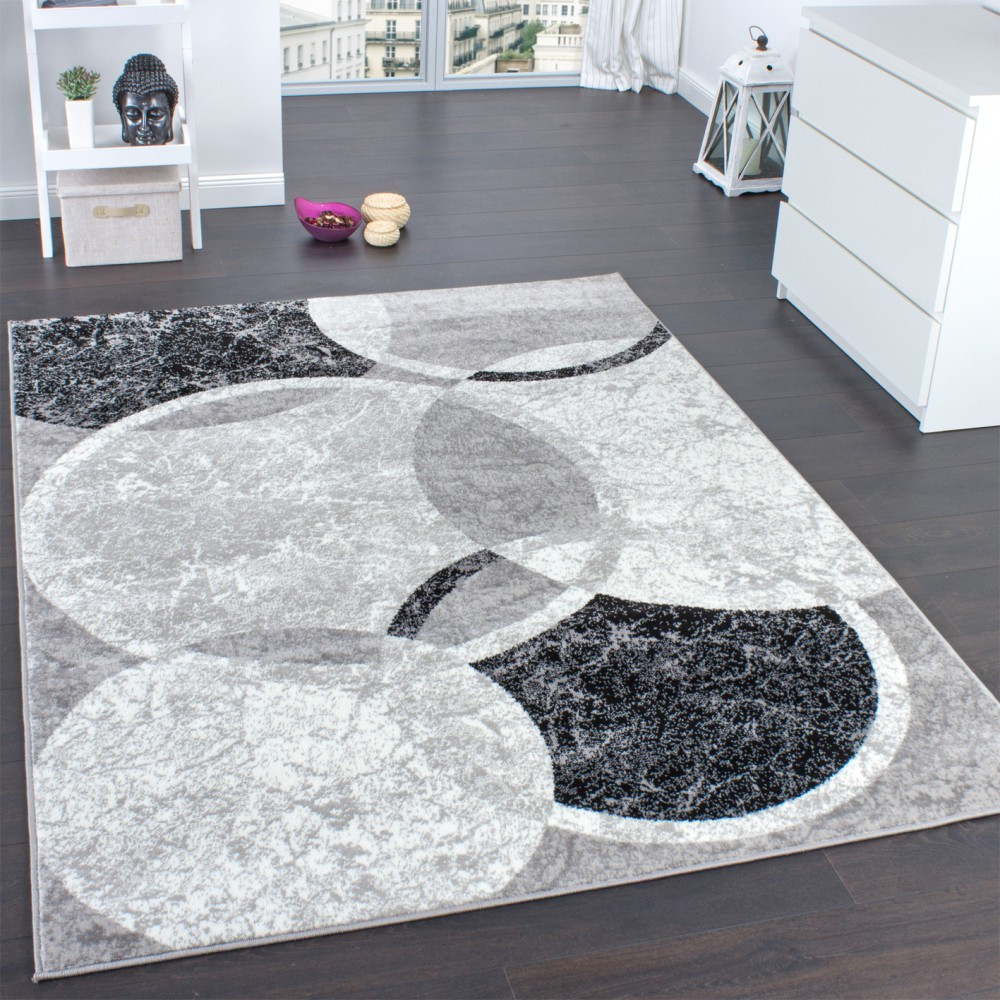 Wohnzimmer Teppich
 Designer Teppich Wohnzimmer Teppich Kreis Muster in Grau