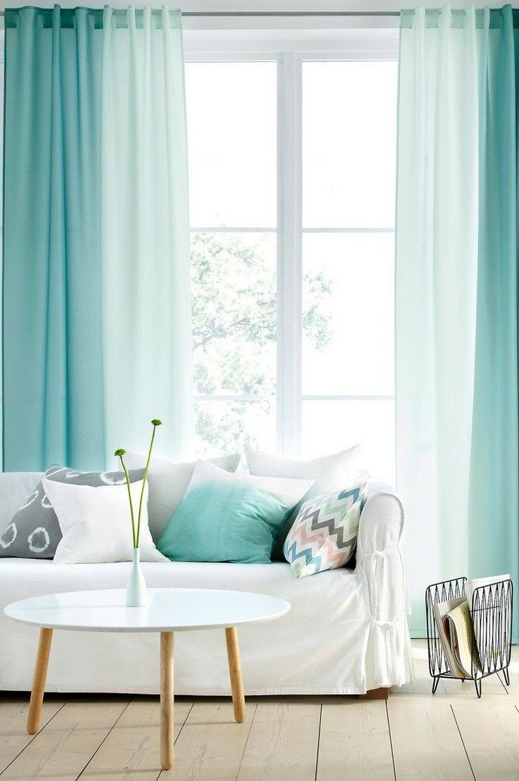 Wohnzimmer Vorhänge
 Gardinen in mintgrün mit Ombre Effekt