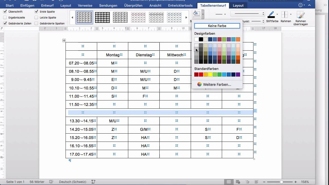 Word Tabelle Zeilenhöhe
 Microsoft Word 2016 Mac 162 Tabelle formatieren