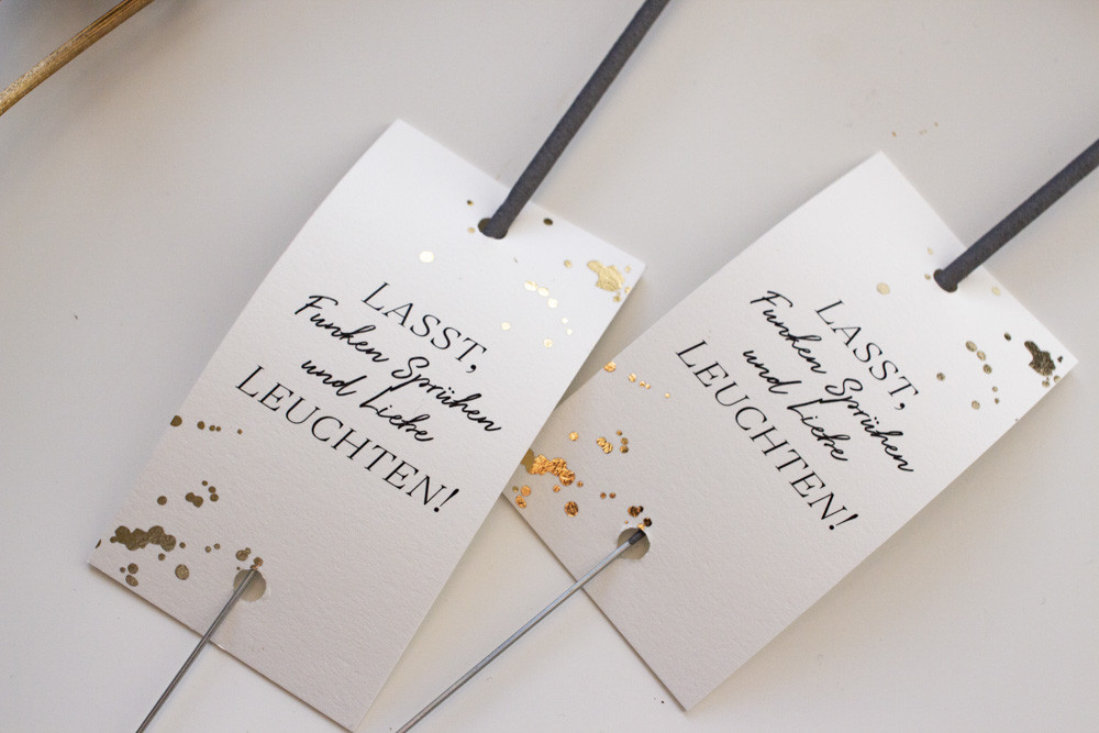 Wunderkerzen Hochzeit
 Wunderkerzen Schild "Gold Drops" mit Folienveredelung 20er Set