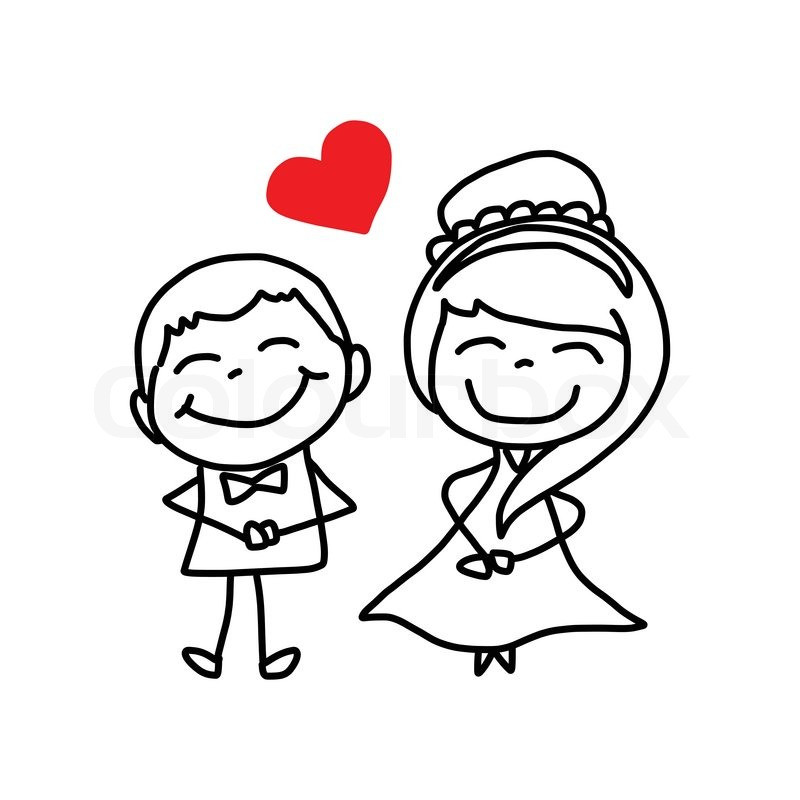 Zeichnung Hochzeit
 Hand Zeichnung Cartoon Figur Liebhaber