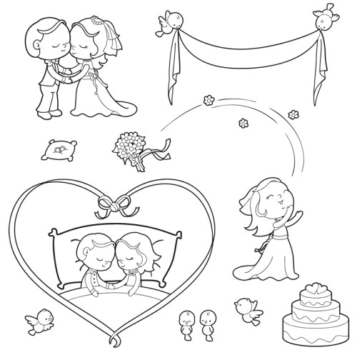 Zeichnung Hochzeit
 Kostenlose Malvorlage Hochzeit und Liebe Hochzeit zum