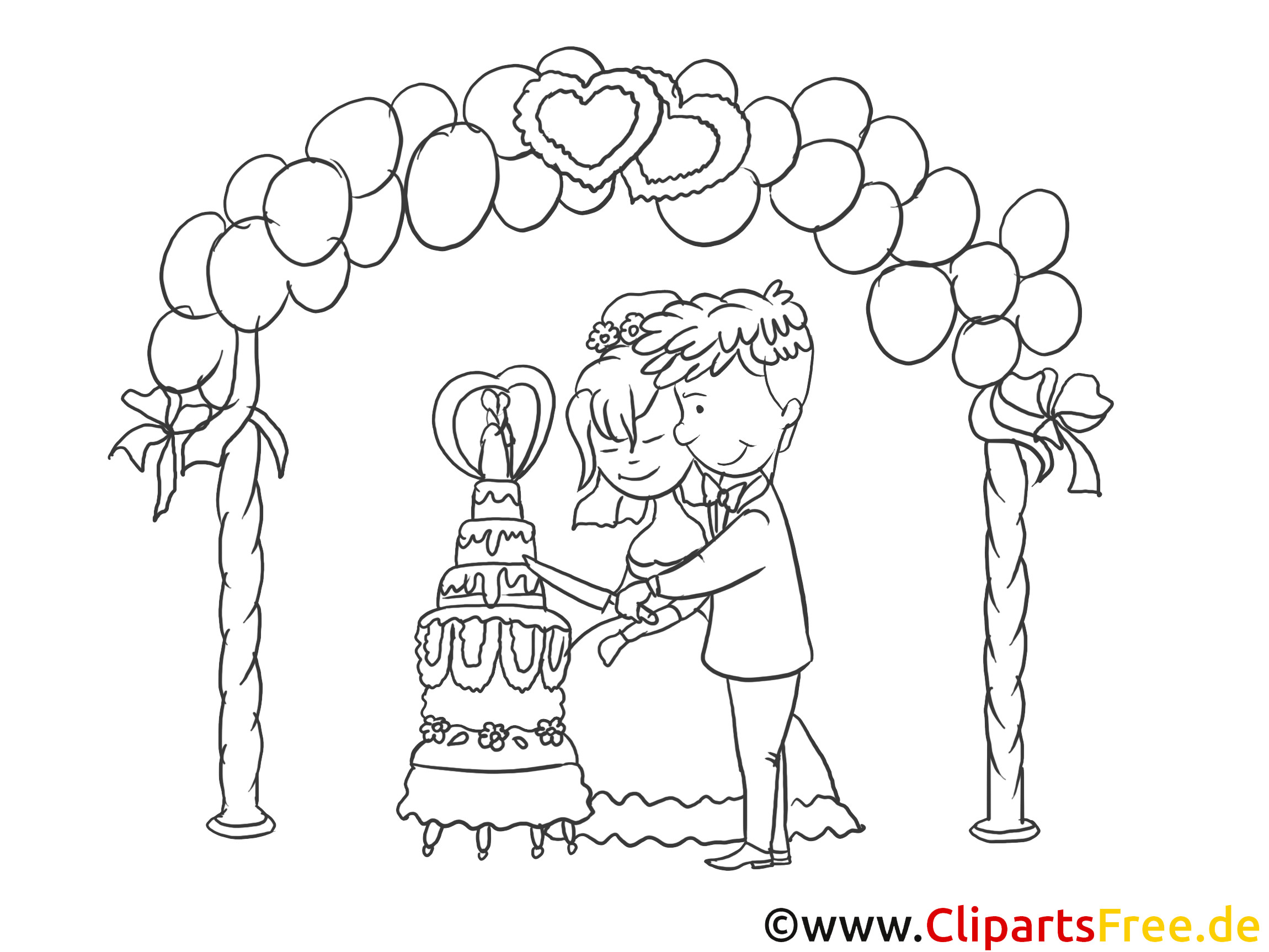 Zeichnung Hochzeit
 Kirchliche Trauung Clipart Zeichnung Bild schwarz weiss