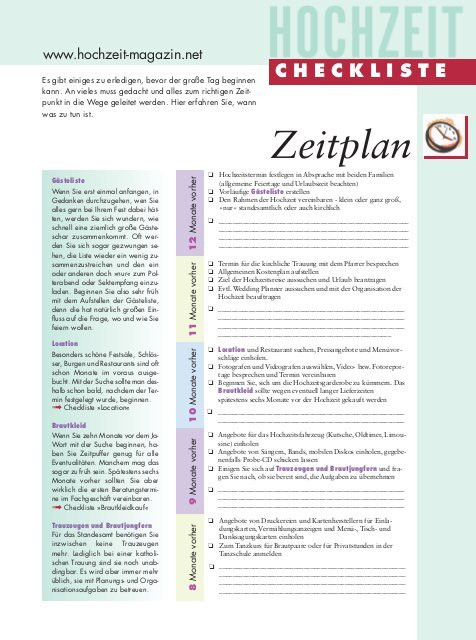 Zeitplan Hochzeit
 Zeitplan Hochzeit Magazin