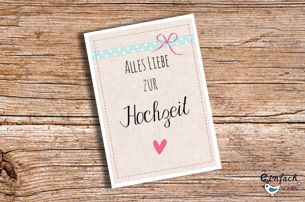 Zur Hochzeit Alles Liebe
 Hochzeit ♥ Alles Liebe zur Hochzeit ♥ Karte Vintage DIN